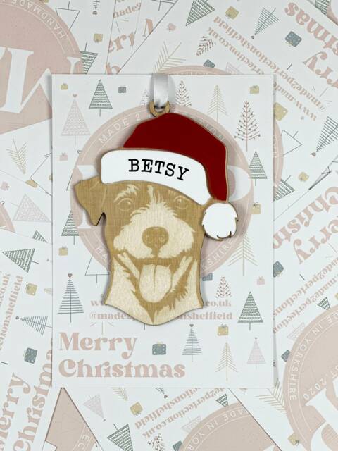 Personalised Pet Christmas Bauble/Ornament With Name - Dog Jack Russel 024 - image 1