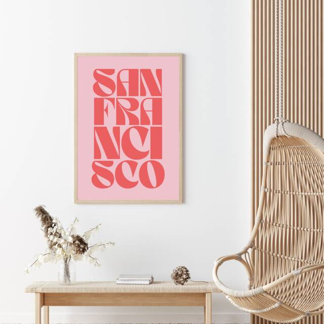 San Francisco Typography Statement Print - Eclectic Print, Colourful Retro Wall Art, Living Room Bedroom Prints - image 1