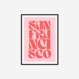 San Francisco Typography Statement Print - Eclectic Print, Colourful Retro Wall Art, Living Room Bedroom Prints - thumbnail 3