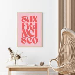 San Francisco Typography Statement Print - Eclectic Print, Colourful Retro Wall Art, Living Room Bedroom Prints - thumbnail 1