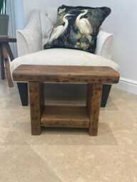 The Wold - Reclaimed Pine Bench With Shelf Handmade Rustic Wooden Side Table, Solid Wood Storage - thumbnail 1
