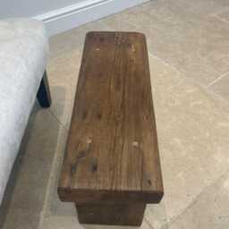 The Wold - Reclaimed Pine Bench With Shelf Handmade Rustic Wooden Side Table, Solid Wood Storage - thumbnail 4