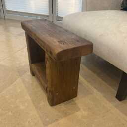 The Wold - Reclaimed Pine Bench With Shelf Handmade Rustic Wooden Side Table, Solid Wood Storage - thumbnail 3