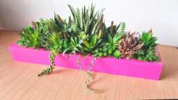 Faux Succulent Planter Rustic Wood Centerpiece, Modern Table Decor