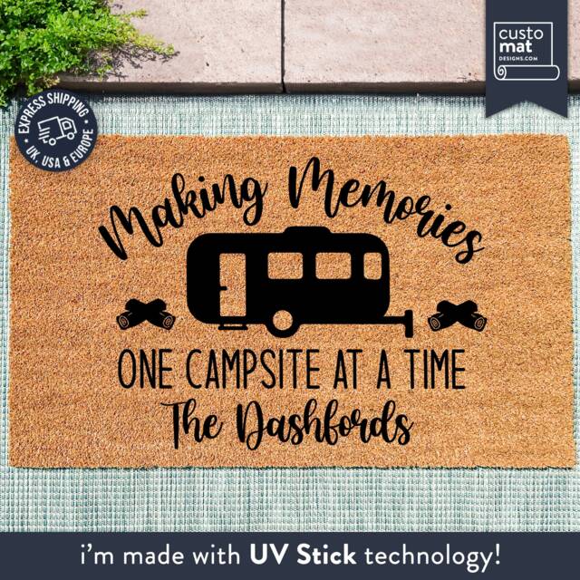 Outdoor Camping Lover Gift - Making Memories Custom Camper Doormat Campsite Door Mat Personalized Accessories Rug - image 1