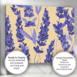 Painterly Purple Lavender Floral Pattern Botanical Design Canvas Wall Art Print Decor Picture Ready To Hang - thumbnail 3