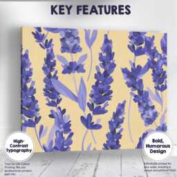 Painterly Purple Lavender Floral Pattern Botanical Design Canvas Wall Art Print Decor Picture Ready To Hang - thumbnail 1