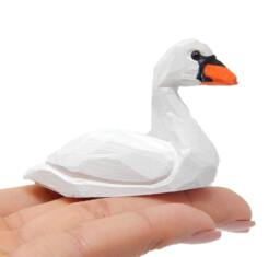 Swan Wooden Figurine - Hand-Carved Bird Statue Home Decor