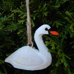 Swan Wooden Figurine - Hand-Carved Bird Statue Home Decor - thumbnail 4