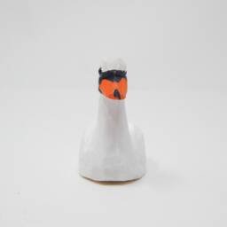 Swan Wooden Figurine - Hand-Carved Bird Statue Home Decor - thumbnail 3
