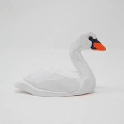 Swan Wooden Figurine - Hand-Carved Bird Statue Home Decor - thumbnail 2