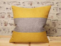 Mustard Gold & Gray Striped Cushion Cover Boho Chic Pillow, 18x18, 20x20