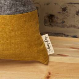 Mustard Gold & Gray Striped Cushion Cover Boho Chic Pillow, 18x18, 20x20 - thumbnail 3