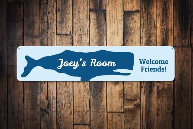 Personalized Whale Room Sign - Custom Kids Name Wall Decor Nautical Ocean Nursery Beach Themed Bedroom Art Coastal Gift - image 1