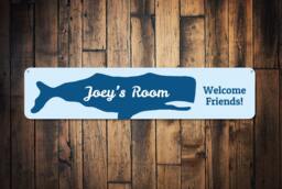 Personalized Whale Room Sign - Custom Kids Name Wall Decor Nautical Ocean Nursery Beach Themed Bedroom Art Coastal Gift - thumbnail 1