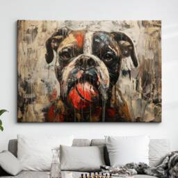 Colorful Boxer Dog With Chew Ball Pet Art Oil Painting Framed Poster Print & Canvas Wall Living Home Decor Interior Gift - thumbnail 1