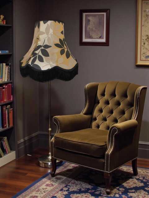 Gold Floral Lampshade Handmade For Table & Floor Standard Lamp Bases, Ceiling Pendant Light Fittings - image 1