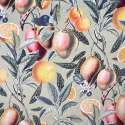 Summer Fruit Velvet Circular Drum Lampshade/Ceiling Shade, With A White Lining - thumbnail 2