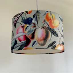 Summer Fruit Velvet Circular Drum Lampshade/Ceiling Shade, With A White Lining - thumbnail 1