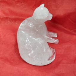 Crystal Cat Figurine - Carved Stone Animals Crystal Quartz Gemstone - thumbnail 2