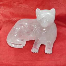 Crystal Cat Figurine - Carved Stone Animals Crystal Quartz Gemstone - thumbnail 1