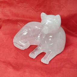 Crystal Cat Figurine - Carved Stone Animals Crystal Quartz Gemstone - thumbnail 4