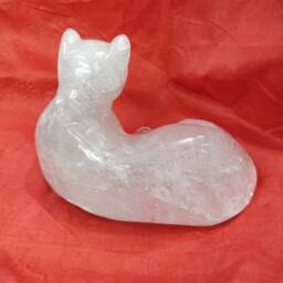 Crystal Cat Figurine - Carved Stone Animals Crystal Quartz Gemstone - thumbnail 3