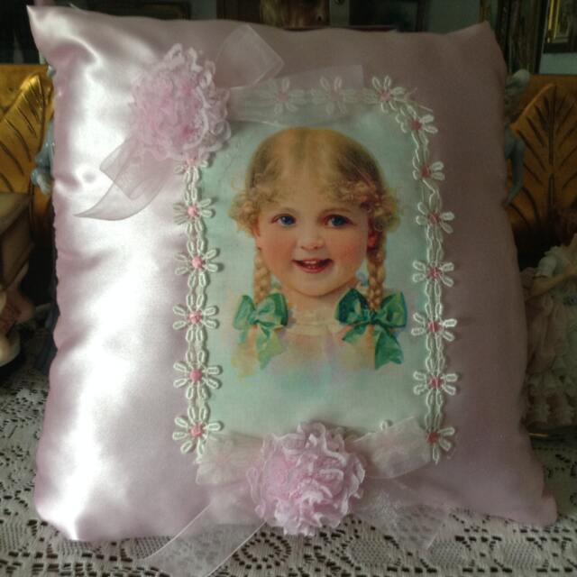 Little Girl With Pigtails Throw Pillow, 11x11 - image 1