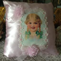 Little Girl With Pigtails Throw Pillow, 11x11 - thumbnail 1