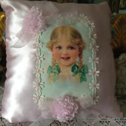 Little Girl With Pigtails Throw Pillow, 11x11 - thumbnail 2