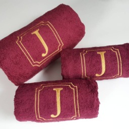 Custom Embroidery Personalized Monogrammed Hand & Bath Towel/Gift Initials Name On Maroon Navy Gray White Beige Brown - thumbnail 3