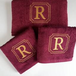 Custom Embroidery Personalized Monogrammed Hand & Bath Towel/Gift Initials Name On Maroon Navy Gray White Beige Brown - thumbnail 2