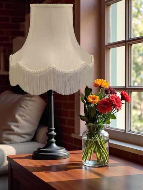Traditional Cream Fabric Lampshade Handmade For Table & Floor Standard Lamp Bases, Wall Light Fixtures, Ceiling Fittings - image 1