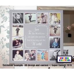 My World Personalised Son Dad Daddy Grandad Husband 12 Picture Photo Collage Framed Canvas Print Birthday Fathers Day Present Gift For Him - thumbnail 2