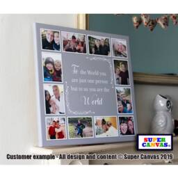 My World Personalised Son Dad Daddy Grandad Husband 12 Picture Photo Collage Framed Canvas Print Birthday Fathers Day Present Gift For Him - thumbnail 1