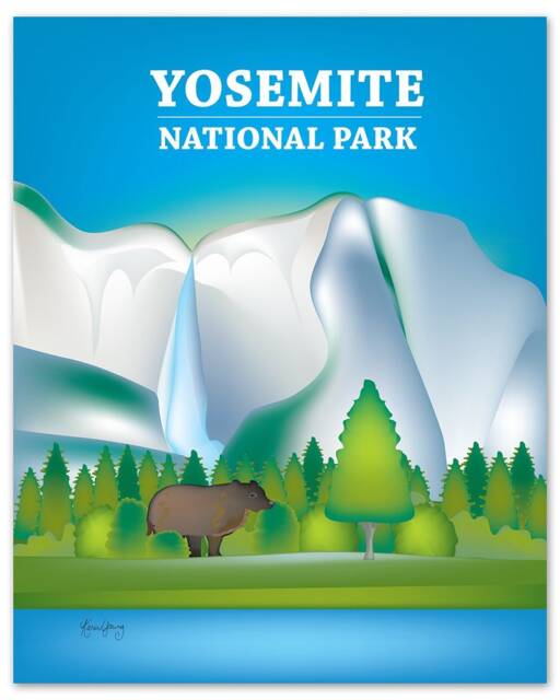 Yosemite National Park Poster, Art, California Print, Skyline, Gift - Style E8-O-Yos - image 1