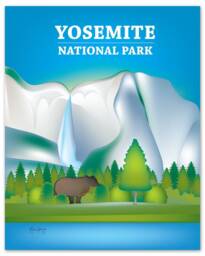 Yosemite National Park Poster, Art, California Print, Skyline, Gift - Style E8-O-Yos - thumbnail 1
