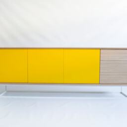 Modern, Unique, Sideboard, Buffet, Credenza, Cupboard, Tv Unit - Custom-Made Yellow, Natural Oak, White - thumbnail 2