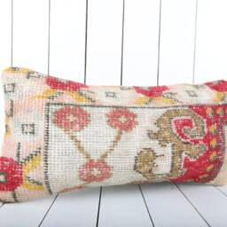 Vintage Turkish Kilim Lumbar Pillow Cover 12x24 Inch - thumbnail 2