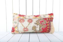 Vintage Turkish Kilim Lumbar Pillow Cover 12x24 Inch - thumbnail 1