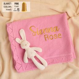 Personalized Baby Blanket Custom Embroidered Cotton Swaddle, Newborn Gift - thumbnail 1