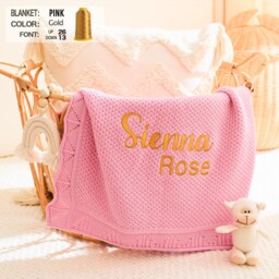 Personalized Baby Blanket Custom Embroidered Cotton Swaddle, Newborn Gift - thumbnail 2