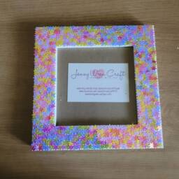 Colourful Iridescent Snowflake Sequin Square Photo Frame 5 X Inches - thumbnail 2