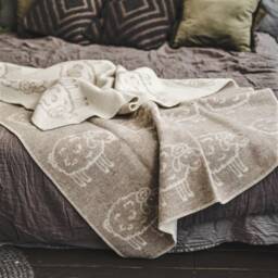 Wool Blanket Natural New Zealand Sheep, Reversible Plaid Throw - 130x200cm - thumbnail 1