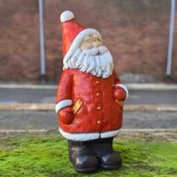Father Christmas Sculpture Concrete Santa Claus Statue Outdoor Holiday Figurine Handmade Ornament Stone Festive Garden Gift - thumbnail 3