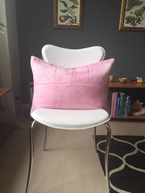 Hand-Dyed Pink Linen Decorative Pillow Cover - image 1