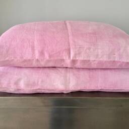 Hand-Dyed Pink Linen Decorative Pillow Cover - thumbnail 2