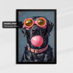 Fun Labrador Pink Glasses Ball Painting Framed Poster Print & Canvas Wall Decor Art Bedroom Home Interior Funny Dog Lover Gift - thumbnail 2
