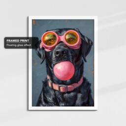 Fun Labrador Pink Glasses Ball Painting Framed Poster Print & Canvas Wall Decor Art Bedroom Home Interior Funny Dog Lover Gift - thumbnail 3