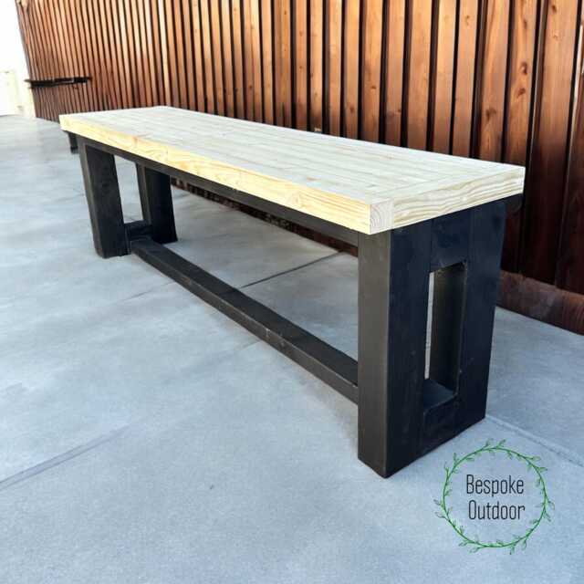 Handmade Wooden Garden Bench Black & Natural, Pressure Treated - image 1